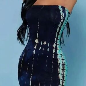 Sleeveless Bodycon Dress Stretchy Blue L Large